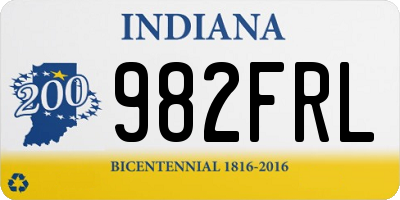 IN license plate 982FRL