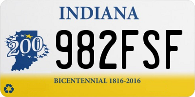 IN license plate 982FSF