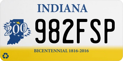 IN license plate 982FSP