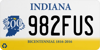 IN license plate 982FUS