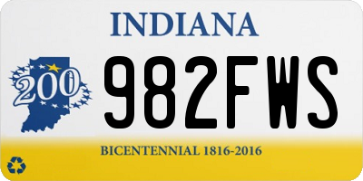 IN license plate 982FWS