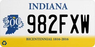 IN license plate 982FXW