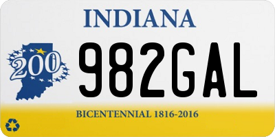 IN license plate 982GAL
