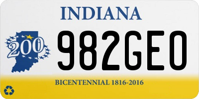 IN license plate 982GEO