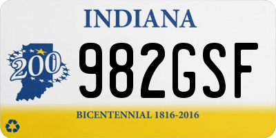 IN license plate 982GSF