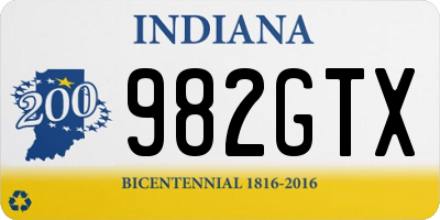 IN license plate 982GTX