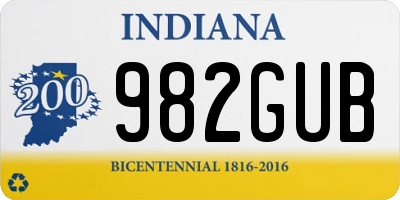 IN license plate 982GUB