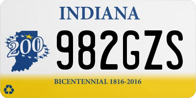 IN license plate 982GZS