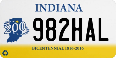IN license plate 982HAL