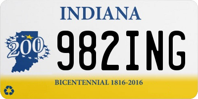 IN license plate 982ING