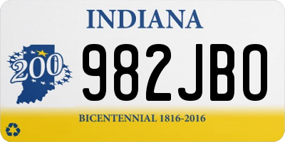 IN license plate 982JBO