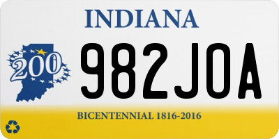 IN license plate 982JOA