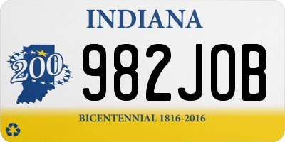 IN license plate 982JOB