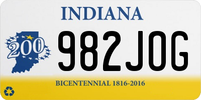 IN license plate 982JOG