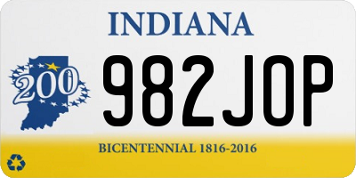 IN license plate 982JOP