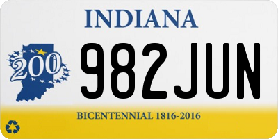 IN license plate 982JUN