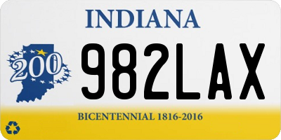 IN license plate 982LAX