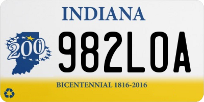 IN license plate 982LOA