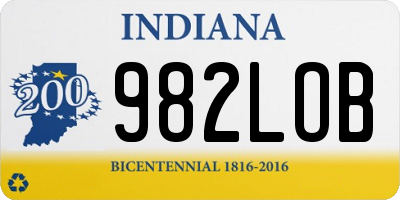 IN license plate 982LOB