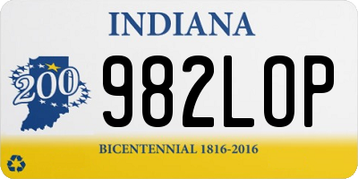 IN license plate 982LOP