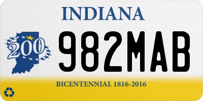 IN license plate 982MAB