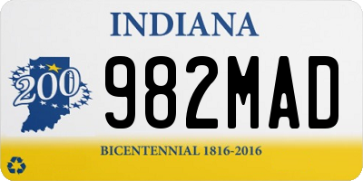 IN license plate 982MAD