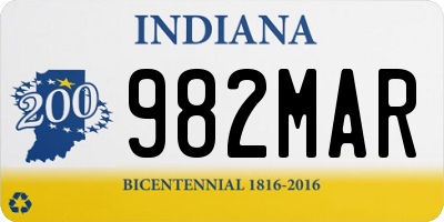 IN license plate 982MAR
