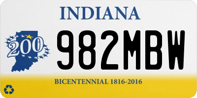 IN license plate 982MBW