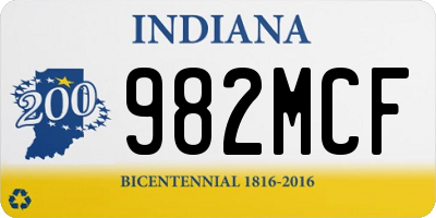 IN license plate 982MCF