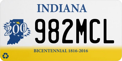 IN license plate 982MCL