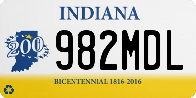 IN license plate 982MDL