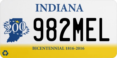 IN license plate 982MEL