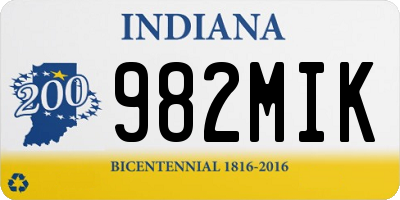 IN license plate 982MIK