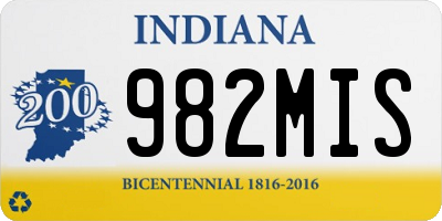 IN license plate 982MIS