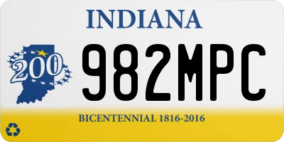 IN license plate 982MPC