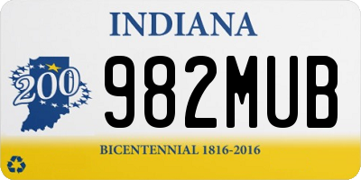 IN license plate 982MUB