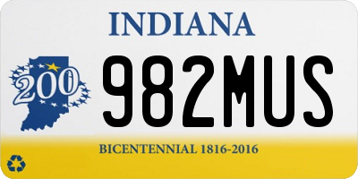 IN license plate 982MUS