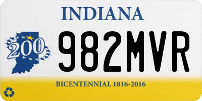 IN license plate 982MVR