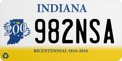 IN license plate 982NSA