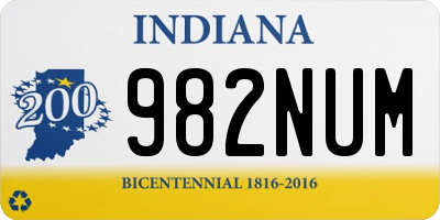 IN license plate 982NUM