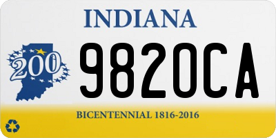 IN license plate 982OCA