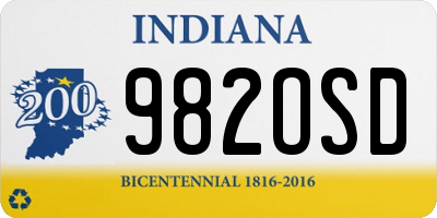 IN license plate 982OSD