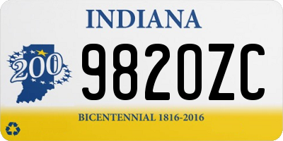 IN license plate 982OZC