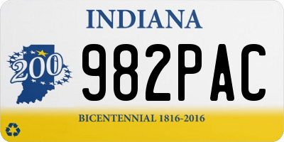 IN license plate 982PAC