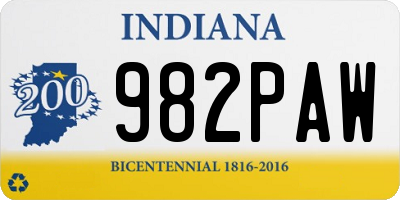IN license plate 982PAW