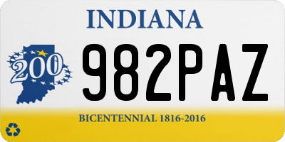 IN license plate 982PAZ