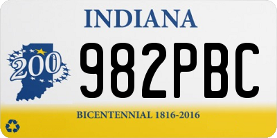 IN license plate 982PBC