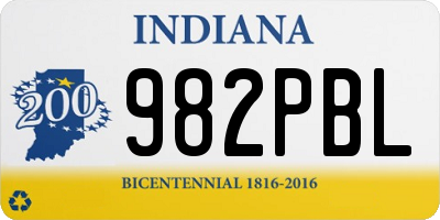 IN license plate 982PBL