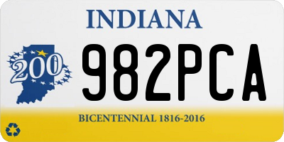 IN license plate 982PCA