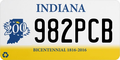 IN license plate 982PCB